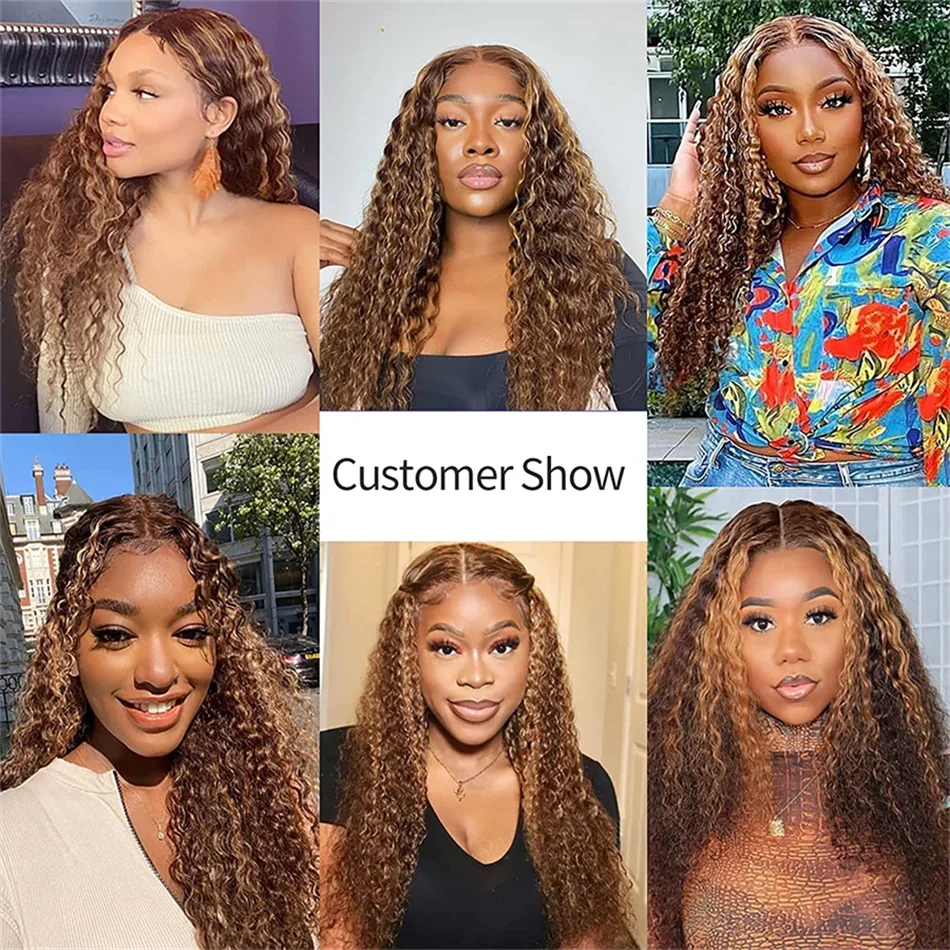 Curly Honey Blonde Glueless Wig Human Hair Ready To Wear And Go Pre Plucked 13x6 Hd Water Deep Wave Lace Frontal Wig For Women
