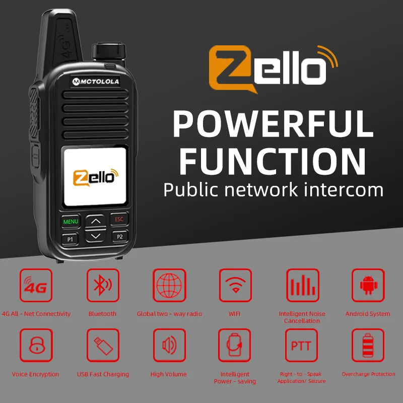 MOTOLOLA 4G Zello global high-definition sound quality walkie talkie Wi Fi  Android Bluetooth Type-C fast charging Global PTT