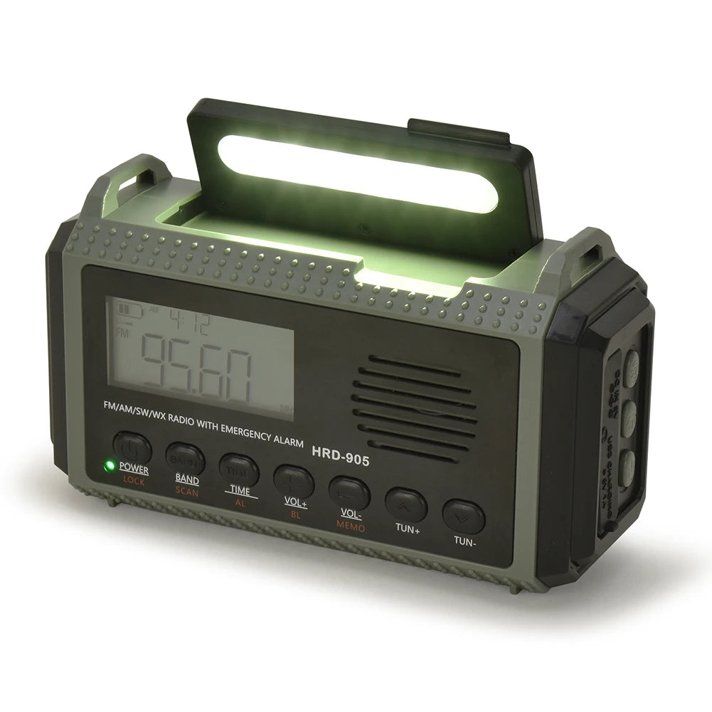 Solar Hand Crank AM FM SW NOAA Weather Radio 4 Ways Powered 10000MAh Multifunction Radio Torch SOS Alarm Power Bank for Survival