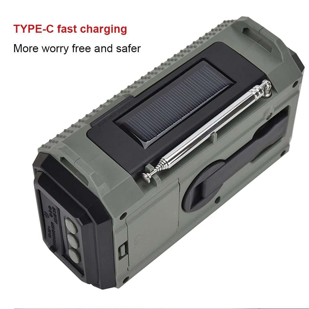 Solar Hand Crank AM FM SW NOAA Weather Radio 4 Ways Powered 10000MAh Multifunction Radio Torch SOS Alarm Power Bank for Survival